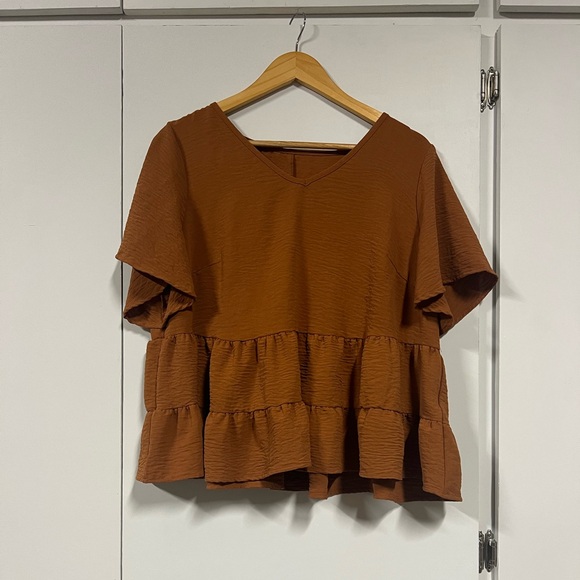 SHEIN Rust Tiered Blouse - Picture 3 of 5